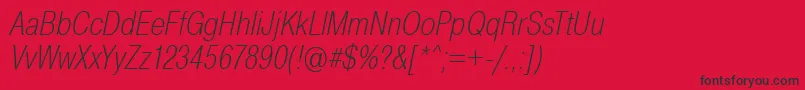 PragmaticaCondensedExtralightOblique Font – Black Fonts on Red Background