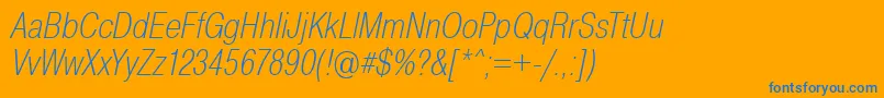 PragmaticaCondensedExtralightOblique Font – Blue Fonts on Orange Background