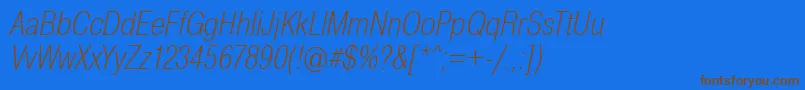 PragmaticaCondensedExtralightOblique Font – Brown Fonts on Blue Background
