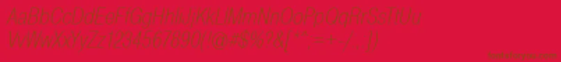 PragmaticaCondensedExtralightOblique Font – Brown Fonts on Red Background