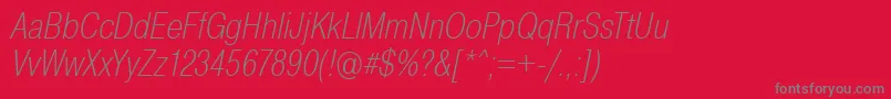 フォントPragmaticaCondensedExtralightOblique – 赤い背景に灰色の文字