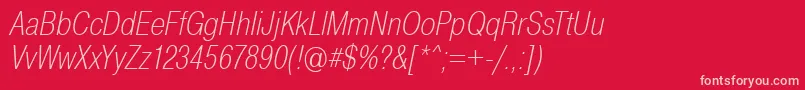 フォントPragmaticaCondensedExtralightOblique – 赤い背景にピンクのフォント