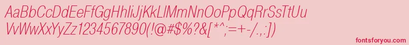 PragmaticaCondensedExtralightOblique Font – Red Fonts on Pink Background