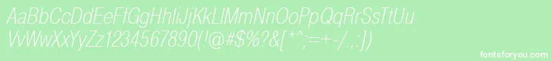 フォントPragmaticaCondensedExtralightOblique – 緑の背景に白い文字