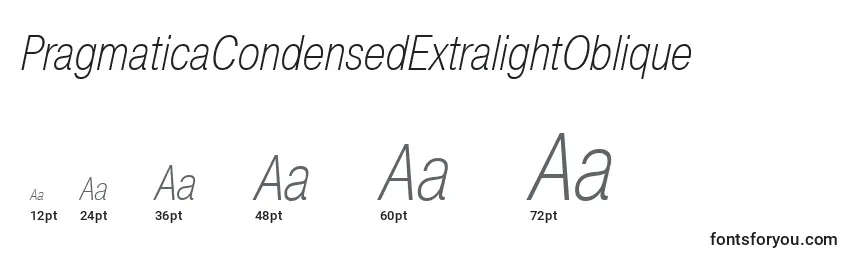 PragmaticaCondensedExtralightOblique Font Sizes