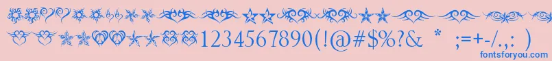 HeartsAndStars Font – Blue Fonts on Pink Background