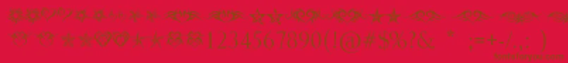 HeartsAndStars Font – Brown Fonts on Red Background