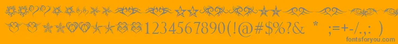 HeartsAndStars-Schriftart – Graue Schriften auf orangefarbenem Hintergrund