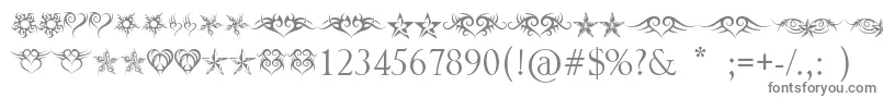 フォントHeartsAndStars – 白い背景に灰色の文字