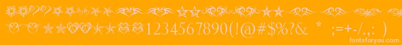 HeartsAndStars Font – Pink Fonts on Orange Background