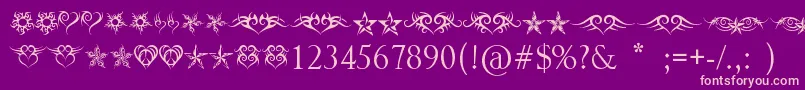 HeartsAndStars Font – Pink Fonts on Purple Background