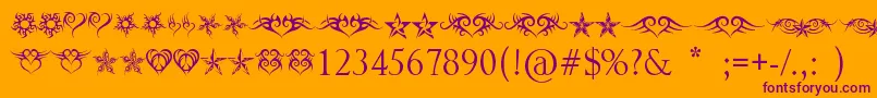 HeartsAndStars Font – Purple Fonts on Orange Background