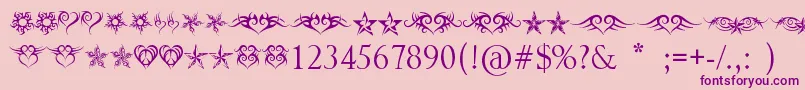 HeartsAndStars Font – Purple Fonts on Pink Background