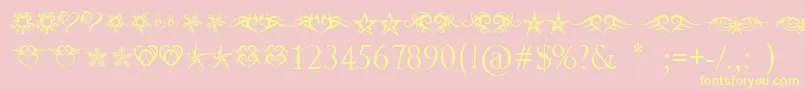 HeartsAndStars-Schriftart – Gelbe Schriften auf rosa Hintergrund