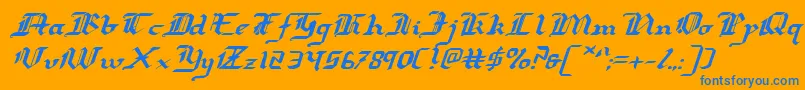 Redcoatei Font – Blue Fonts on Orange Background