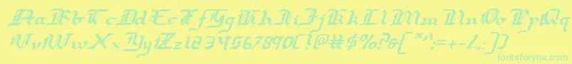 Redcoatei Font – Green Fonts on Yellow Background
