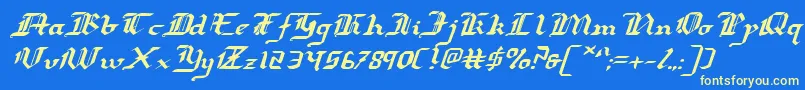 Шрифт Redcoatei – жёлтые шрифты на синем фоне