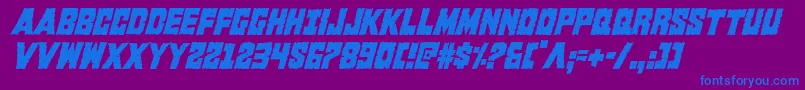 Kcommandocondital-Schriftart – Blaue Schriften auf violettem Hintergrund