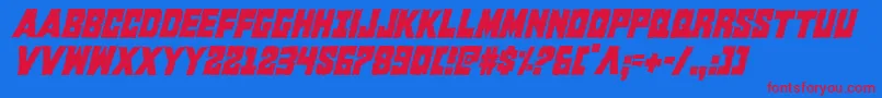 Kcommandocondital Font – Red Fonts on Blue Background