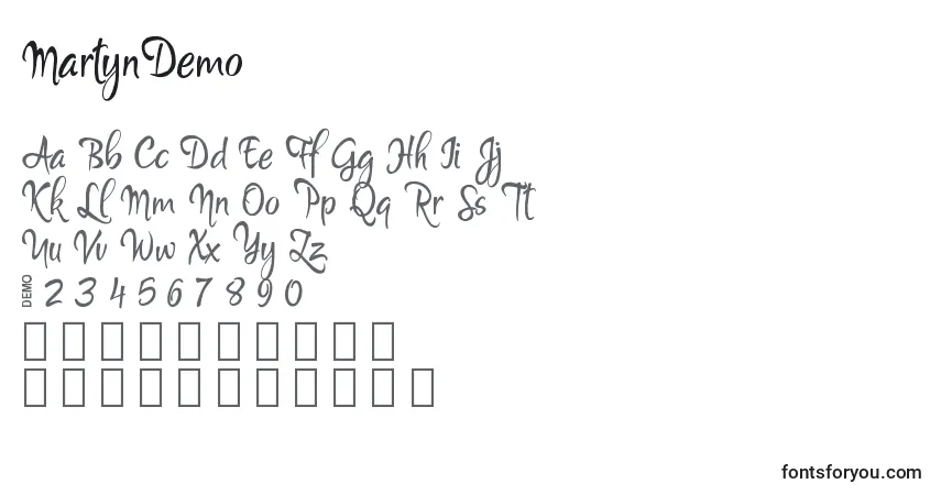 Schriftart MartynDemo – Alphabet, Zahlen, spezielle Symbole
