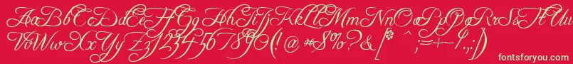 FreebooterScript Font – Green Fonts on Red Background