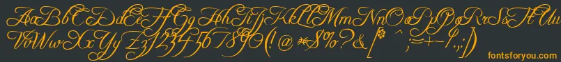 FreebooterScript-fontti – oranssit fontit mustalla taustalla