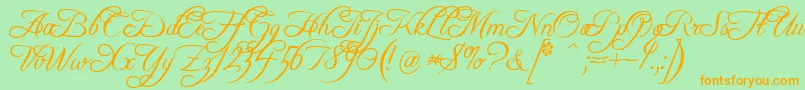 FreebooterScript Font – Orange Fonts on Green Background