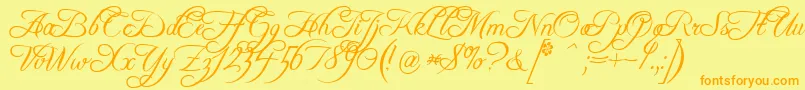 FreebooterScript Font – Orange Fonts on Yellow Background