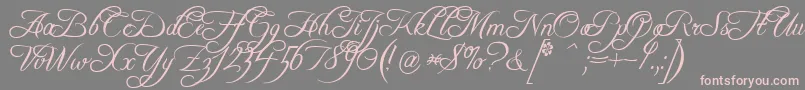 FreebooterScript-fontti – vaaleanpunaiset fontit harmaalla taustalla