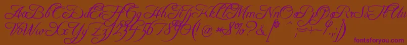 FreebooterScript Font – Purple Fonts on Brown Background