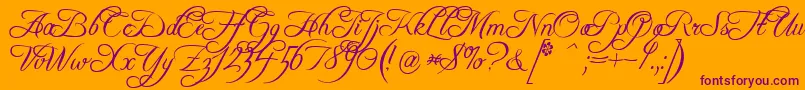 FreebooterScript Font – Purple Fonts on Orange Background