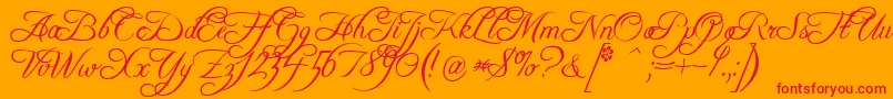 FreebooterScript Font – Red Fonts on Orange Background