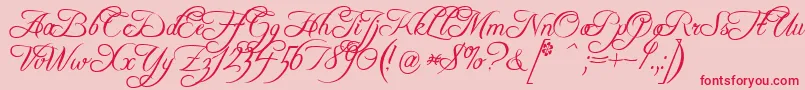 FreebooterScript-fontti – punaiset fontit vaaleanpunaisella taustalla