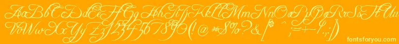 Fonte FreebooterScript – fontes amarelas em um fundo laranja