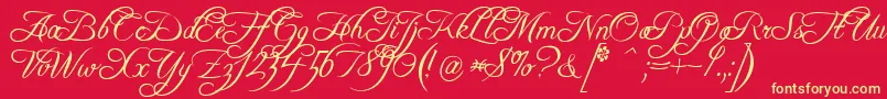 フォントFreebooterScript – 黄色の文字、赤い背景