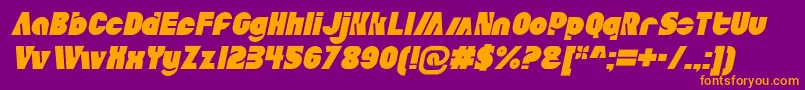 AldoItalic-fontti – oranssit fontit violetilla taustalla