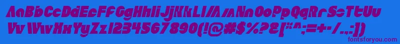 AldoItalic-Schriftart – Violette Schriften auf blauem Hintergrund