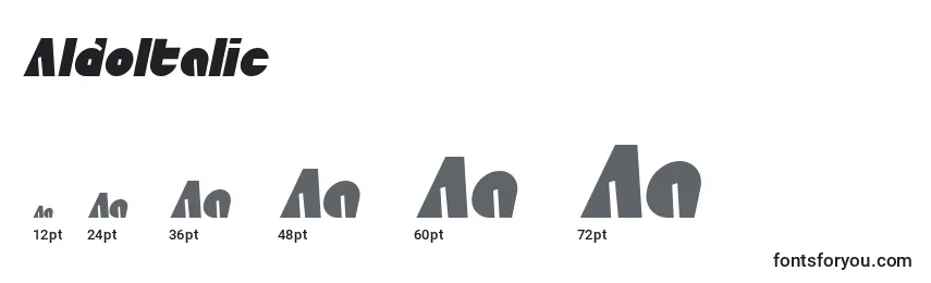 Größen der Schriftart AldoItalic