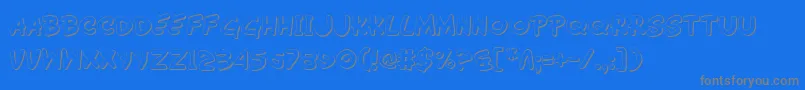 WimpOut3D-Schriftart – Graue Schriften auf blauem Hintergrund