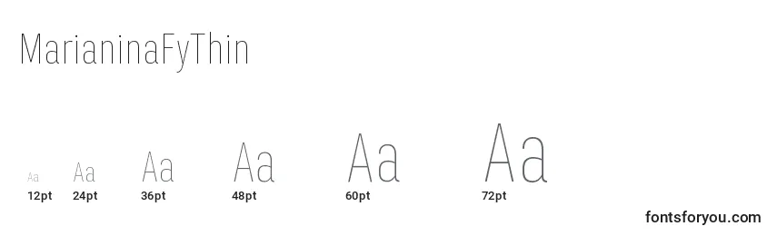 MarianinaFyThin Font Sizes