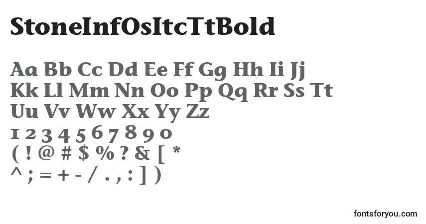A fonte StoneInfOsItcTtBold – alfabeto, números, caracteres especiais
