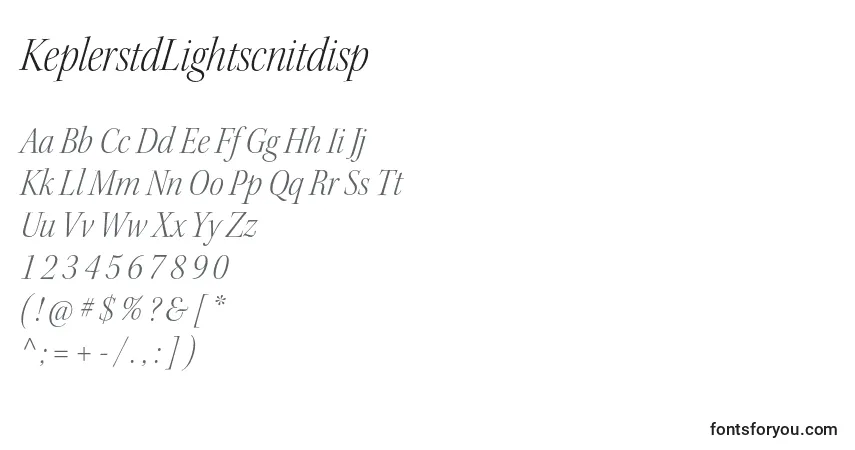 Czcionka KeplerstdLightscnitdisp – alfabet, cyfry, specjalne znaki