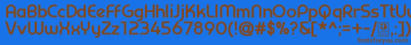 PrestijBoldDemo-Schriftart – Braune Schriften auf blauem Hintergrund