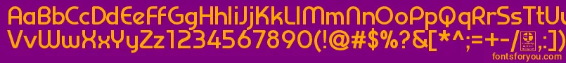 PrestijBoldDemo-Schriftart – Orangefarbene Schriften auf violettem Hintergrund