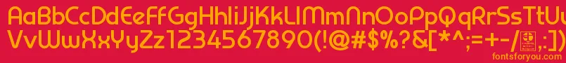 Шрифт PrestijBoldDemo – оранжевые шрифты на красном фоне