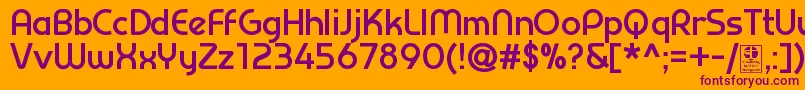 PrestijBoldDemo-fontti – violetit fontit oranssilla taustalla