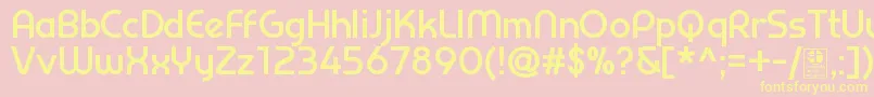PrestijBoldDemo-Schriftart – Gelbe Schriften auf rosa Hintergrund