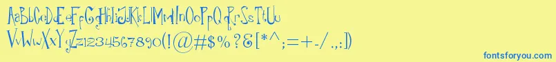 フォントRiloErc2006 – 青い文字が黄色の背景にあります。