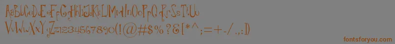 フォントRiloErc2006 – 茶色の文字が灰色の背景にあります。