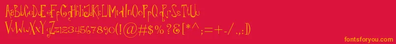 フォントRiloErc2006 – 赤い背景にオレンジの文字